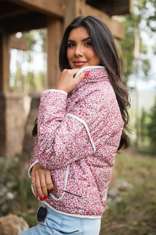 Set Me Free Berry Floral Quilted Jacket SALE