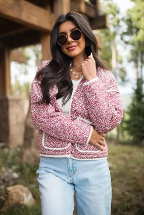 Set Me Free Berry Floral Quilted Jacket SALE