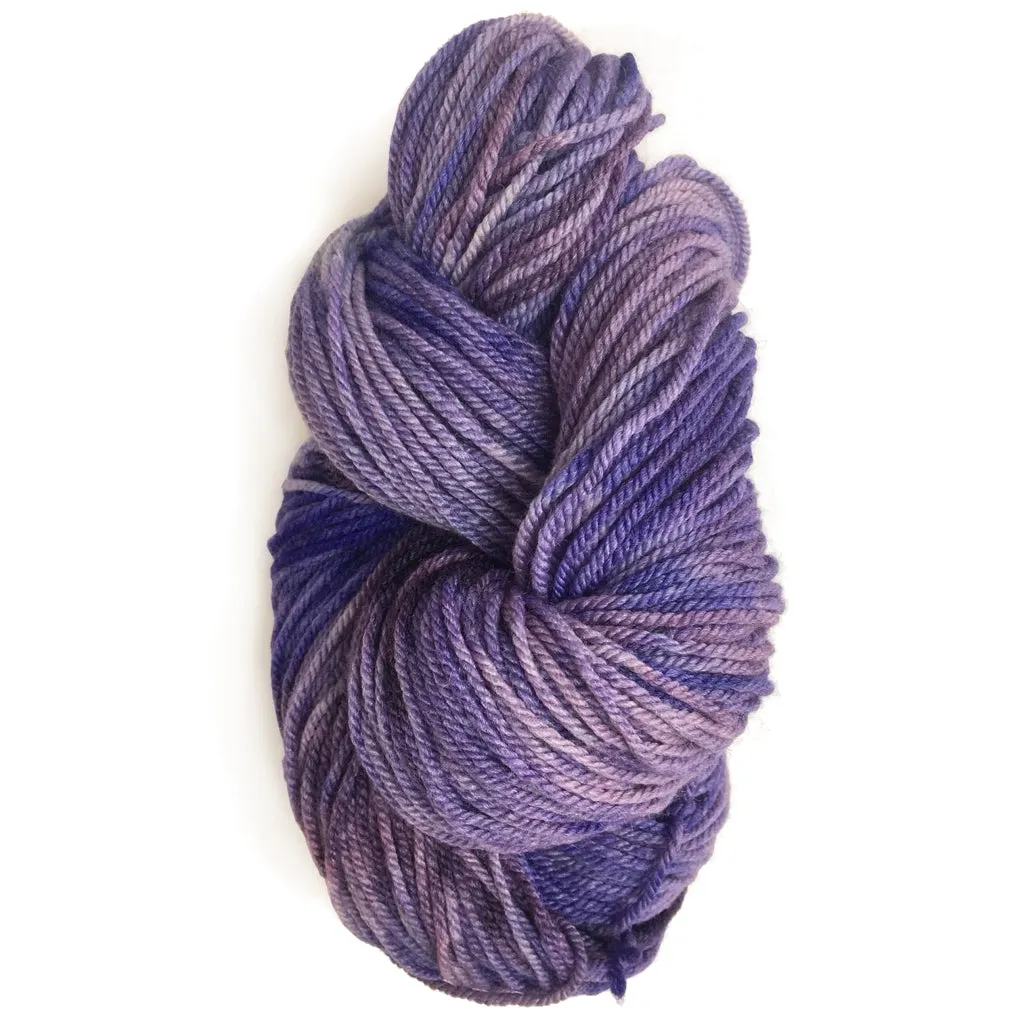 Shades of Lavender, Hand Dyed Worsted Silk & Merino Yarn