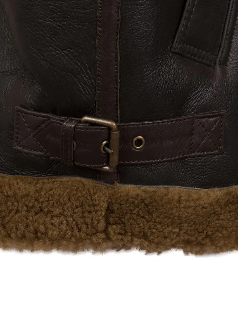 Shearling Dark Brown Genuine Leather Jacket