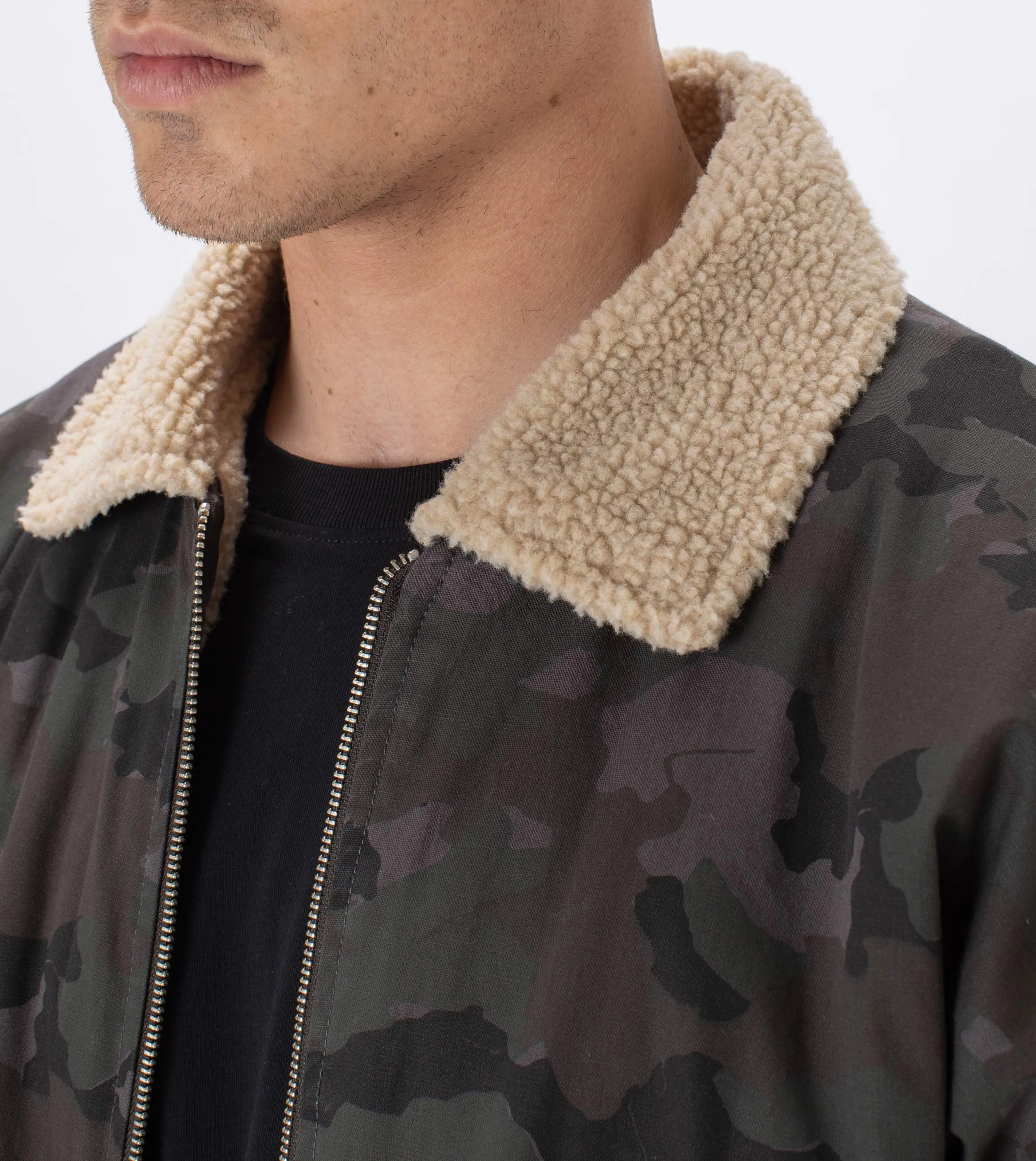 Shearling Militat Bomber Jacket Dk Camo