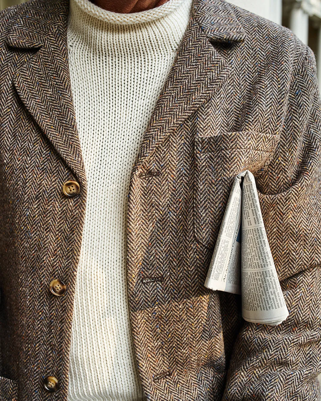 Shetland Wool Loafer Jacket in Donegal Herringbone