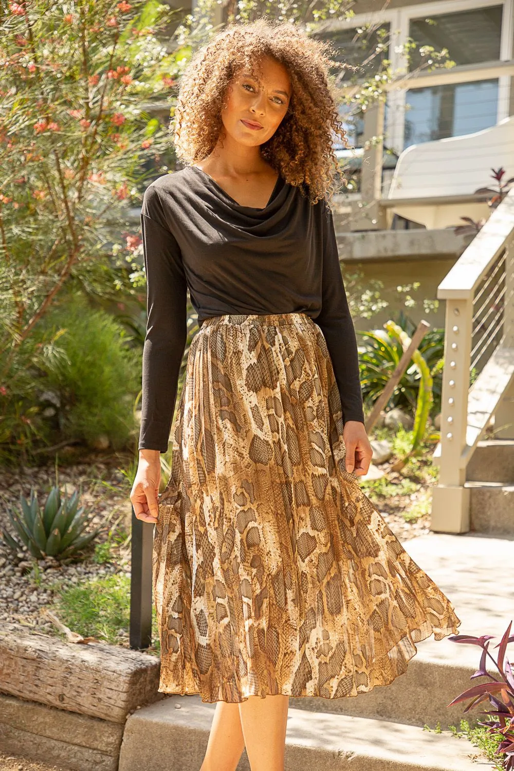 Snake print pleated skirt | Mystree