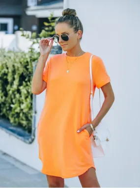 Solid color irregular tennis short sleeve dress T-shirt skirt