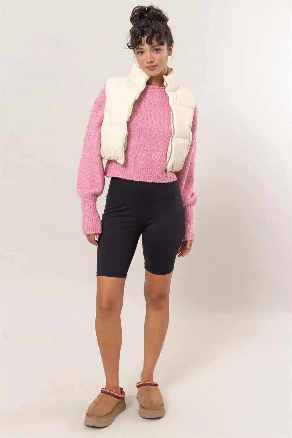 Solid Quilted Vest HYFVE Pocketed Sleeveless Coat