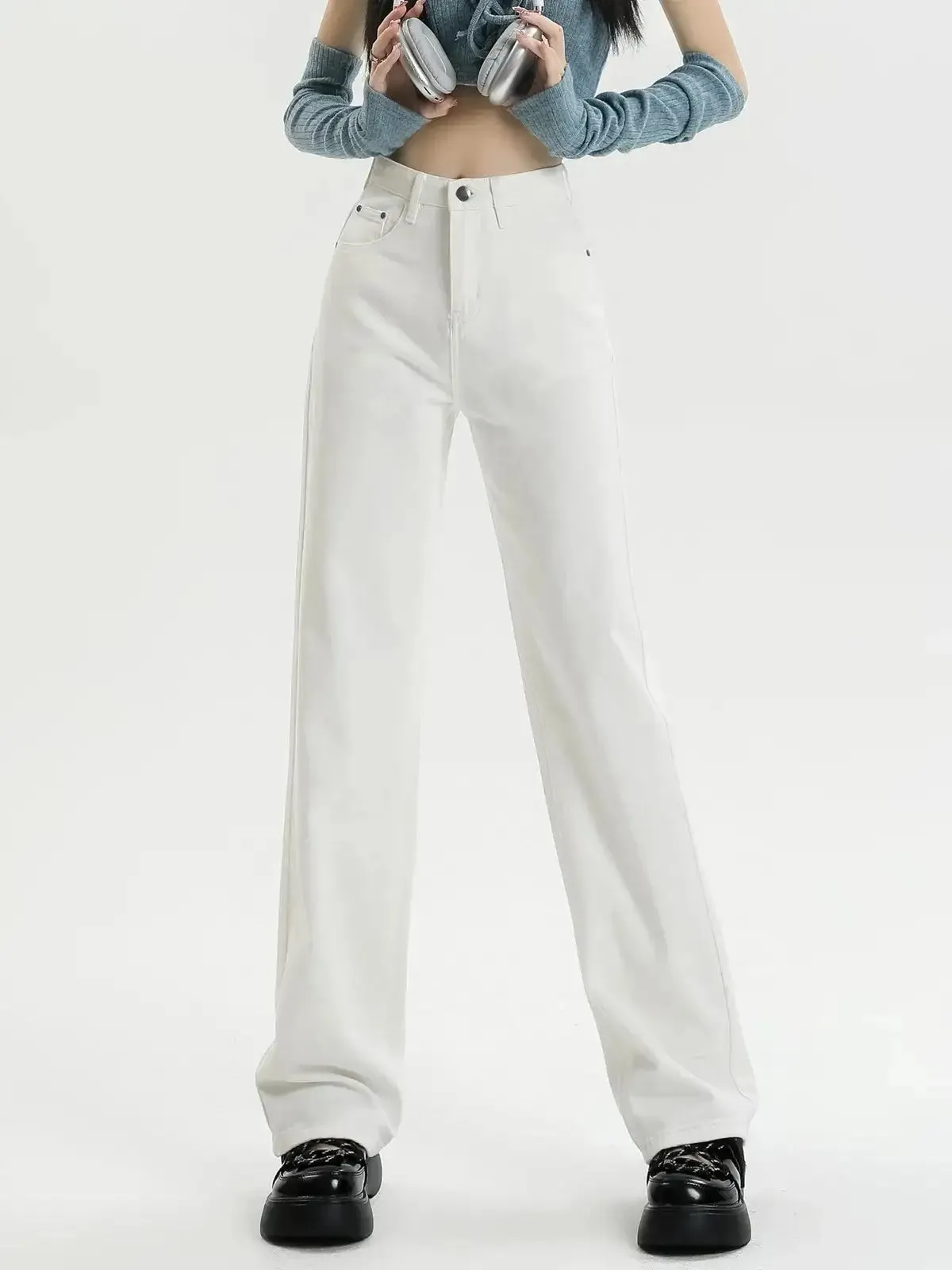 Straight Leg Denim Pants