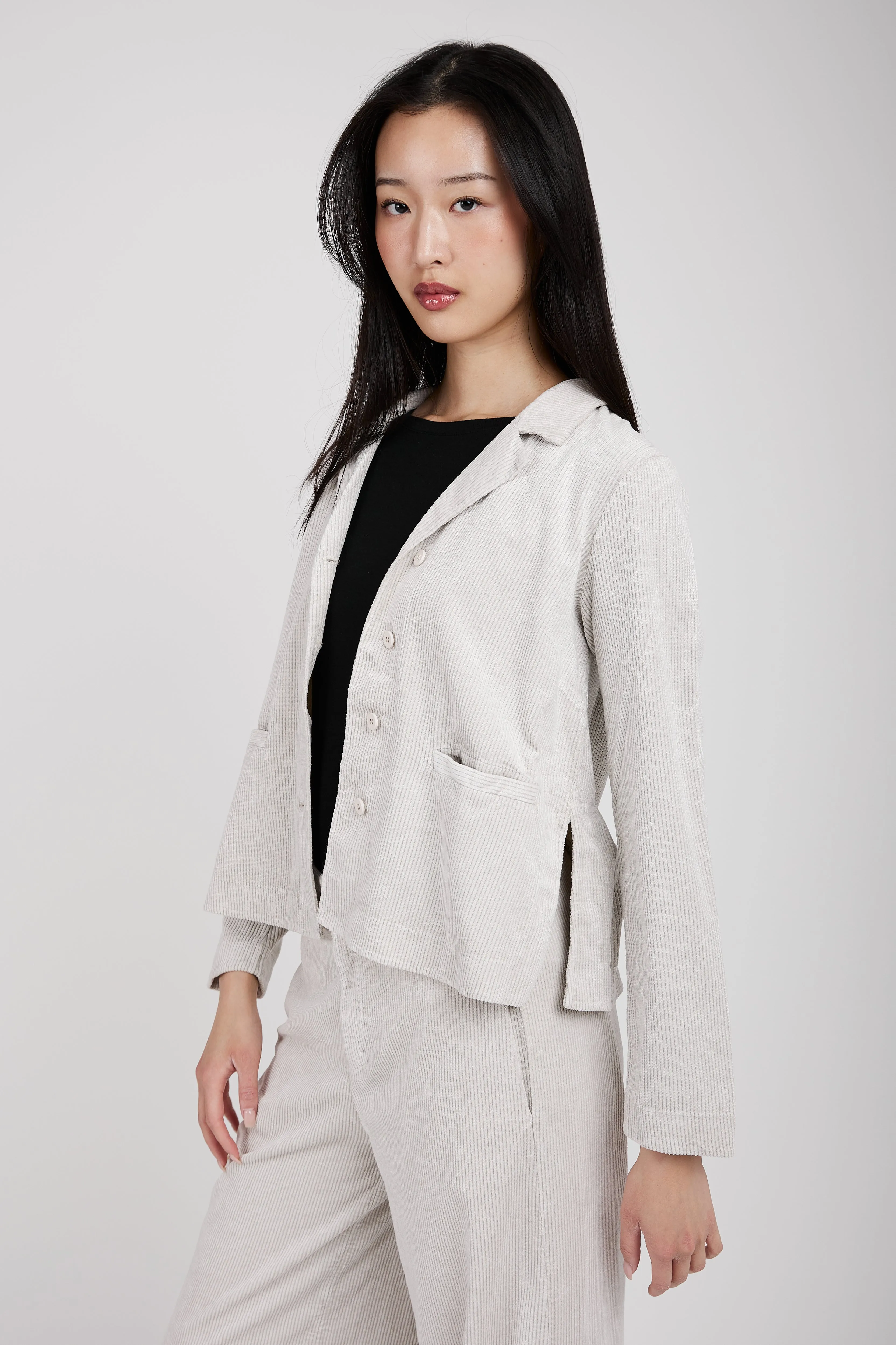 Stretch Corduroy Blazer Jacket in Ice