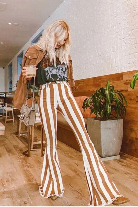 Striped Flare Jeans