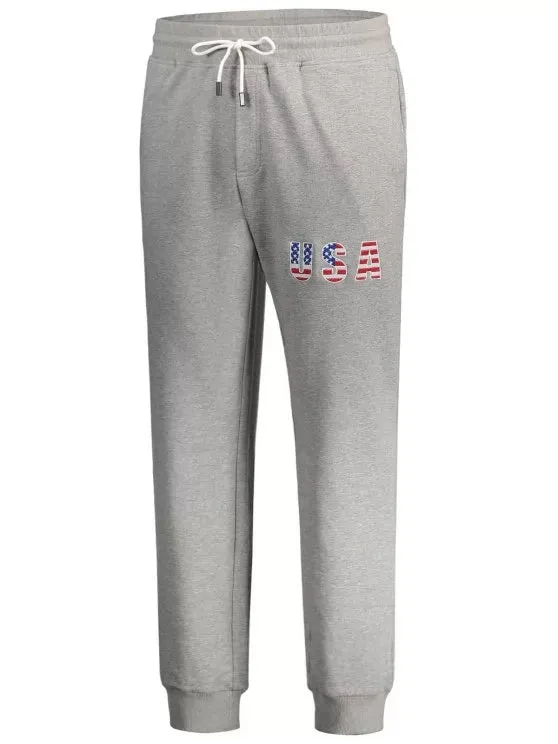 Stunning USA Embroidery Drawstring Jogger Pants