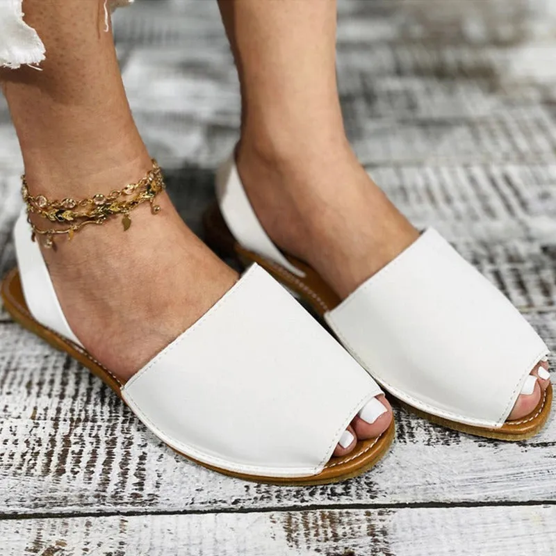 Summer Flats Slip-On Peep Toe Leisure Sandals