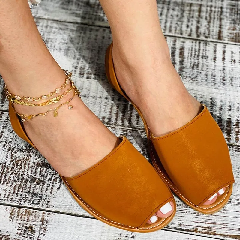 Summer Flats Slip-On Peep Toe Leisure Sandals