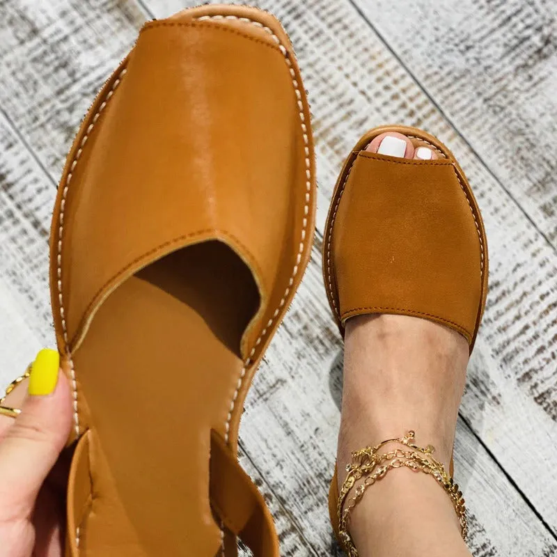 Summer Flats Slip-On Peep Toe Leisure Sandals