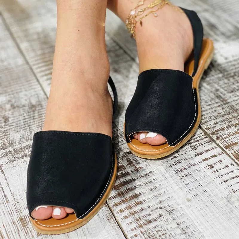 Summer Flats Slip-On Peep Toe Leisure Sandals