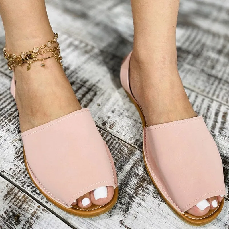 Summer Flats Slip-On Peep Toe Leisure Sandals