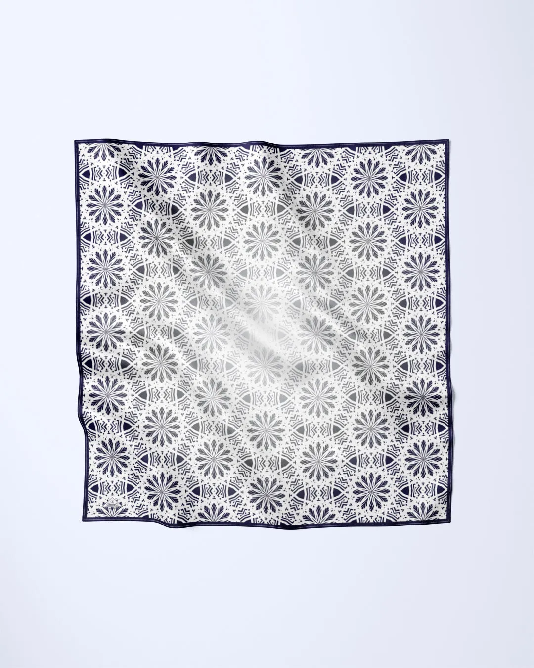 SUNNY LACE Mandala Designer Silk Scarf Black White by Alesia Chaika