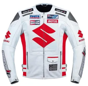 Suzuki Red Motorcycle Racing Leather Jacket