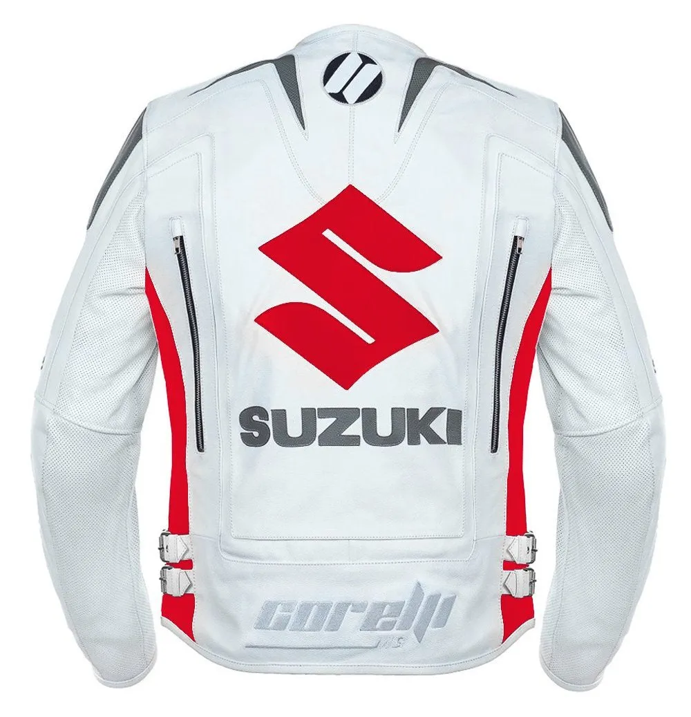 Suzuki Red Motorcycle Racing Leather Jacket