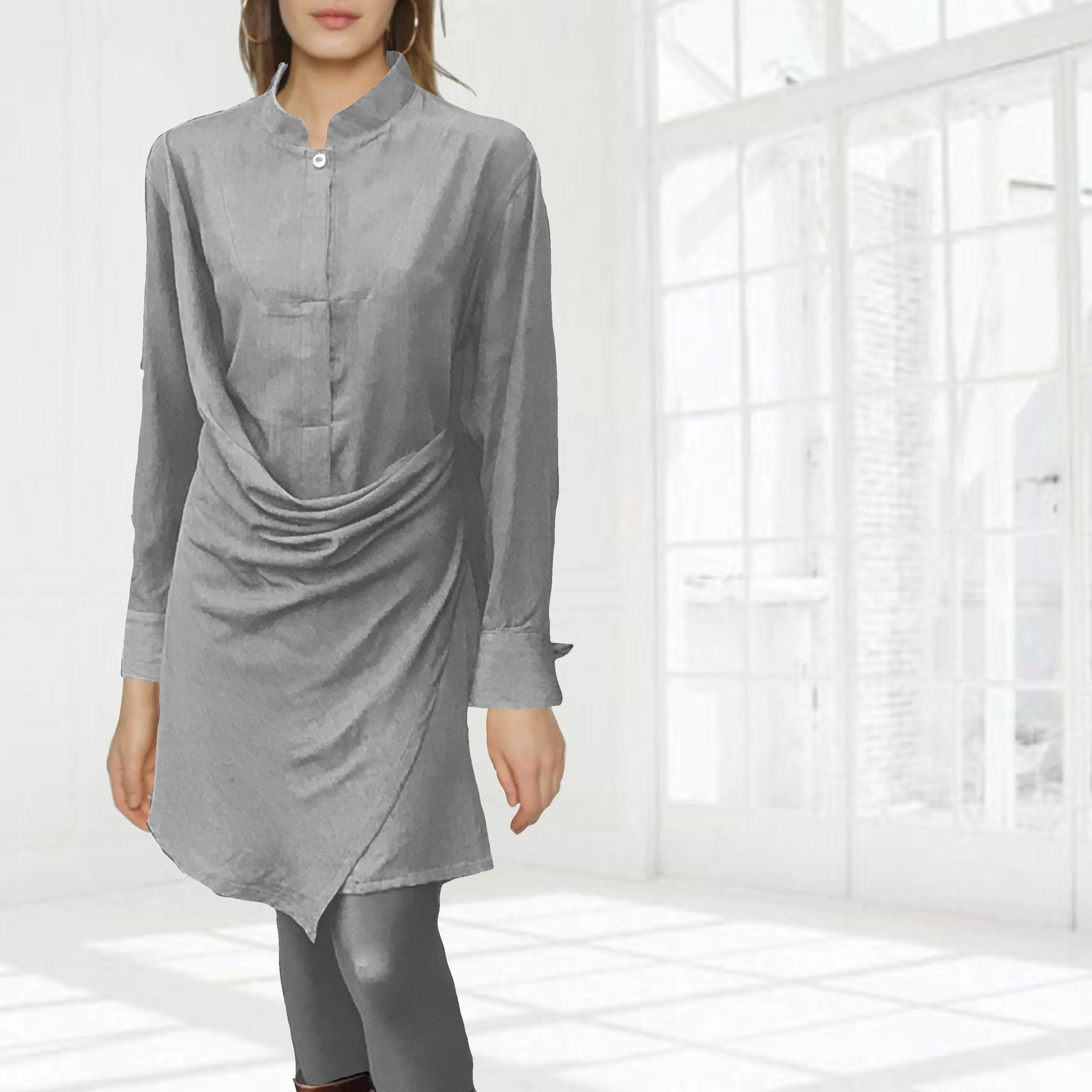 Tencel drape tuniek-jurk  / tencel drape tunic dress