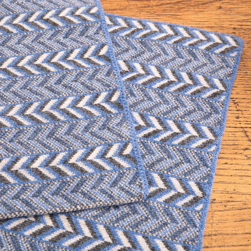 The Badminton - Geometric Chevron Scarf - Jeans Blue