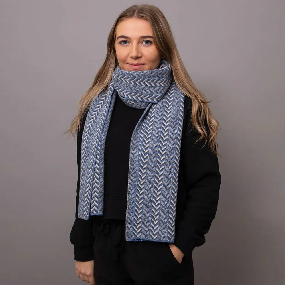 The Badminton - Geometric Chevron Scarf - Jeans Blue