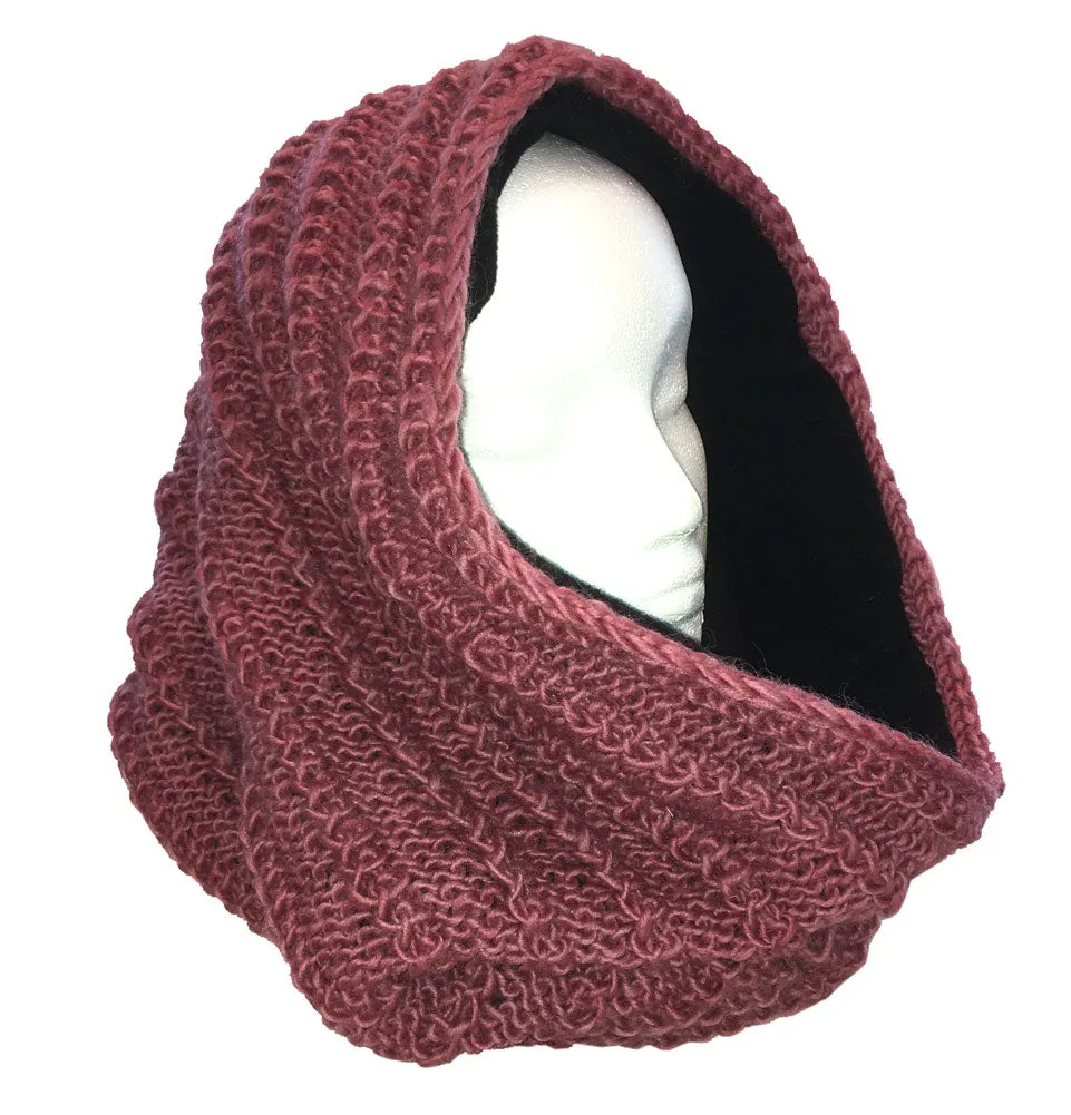 Thick Fleece Lined Mobius Scarf/Hoodie