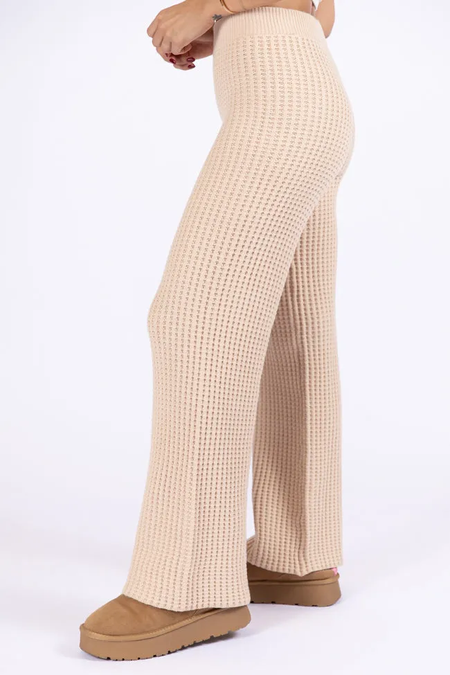 This Is Why Tan Thermal Waffle Knit Pants FINAL SALE