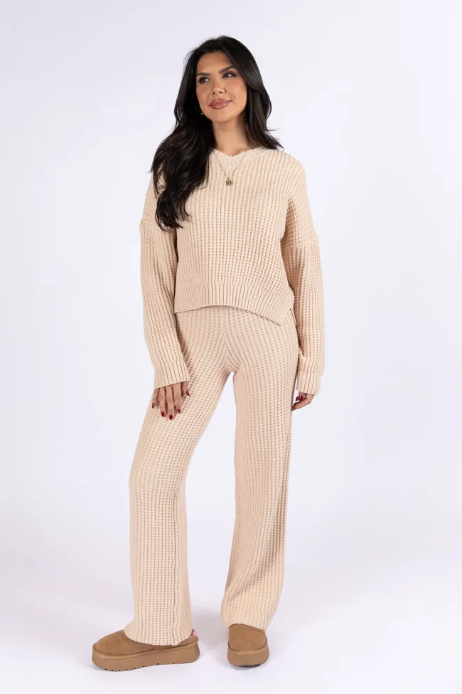 This Is Why Tan Thermal Waffle Knit Pants FINAL SALE