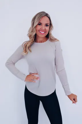 Toni Textured Long Sleeve Top - Beige