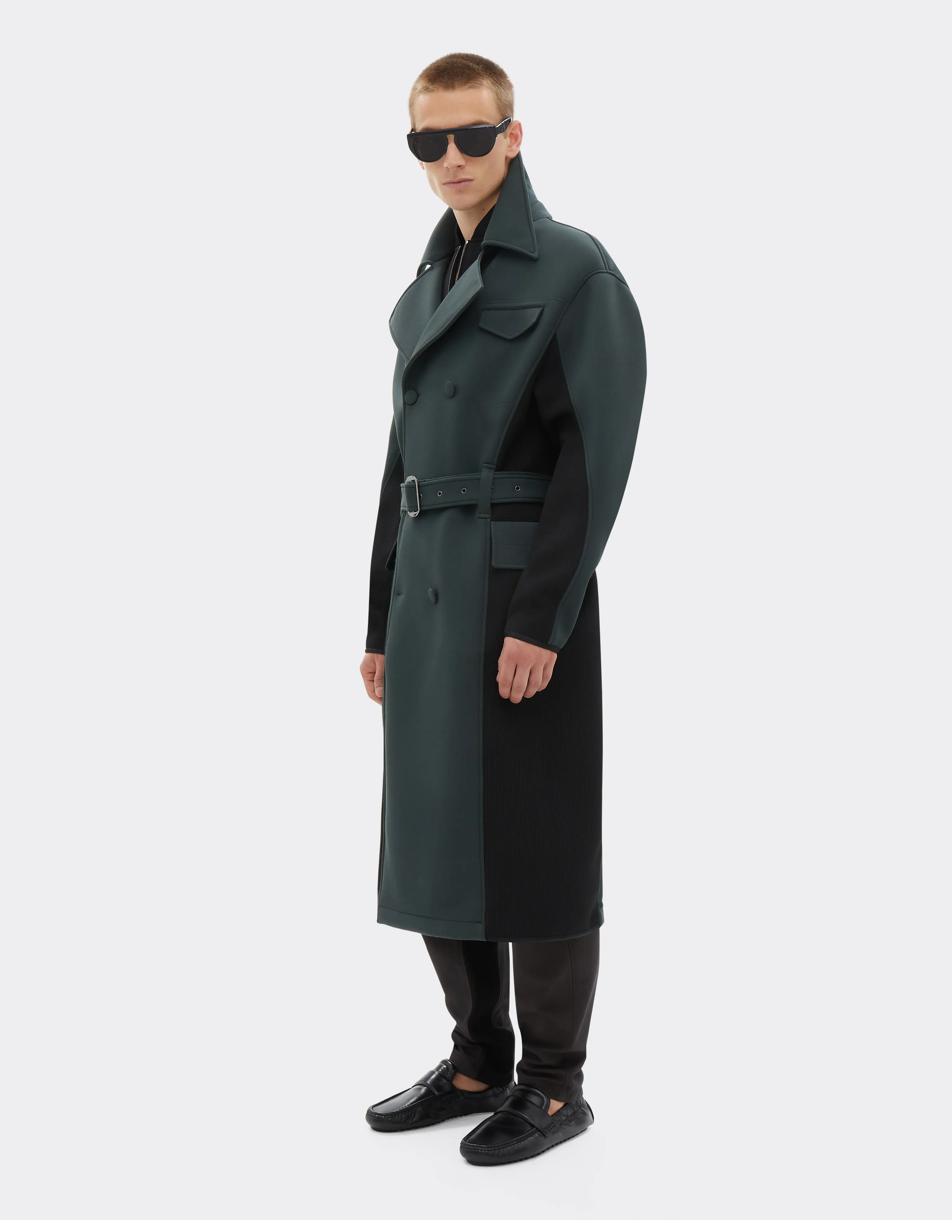 Trench Coat In Bonded Wool With Scuba Effect