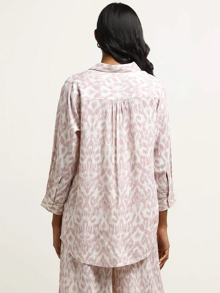 Utsa Mauve Ikat-Printed Tunic