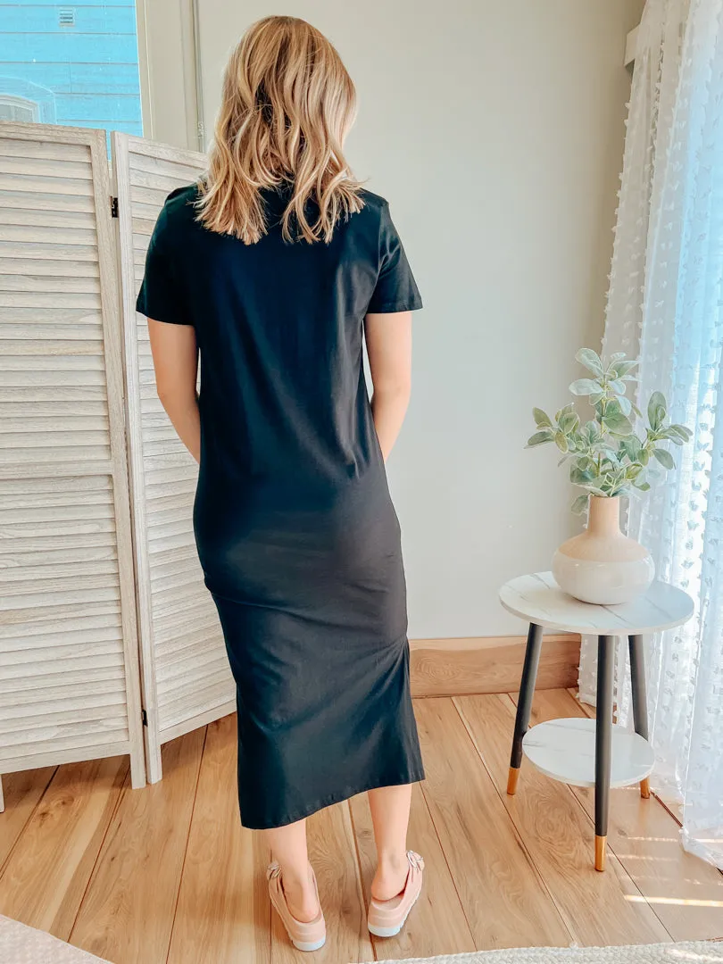 V-Neck Midi Dress