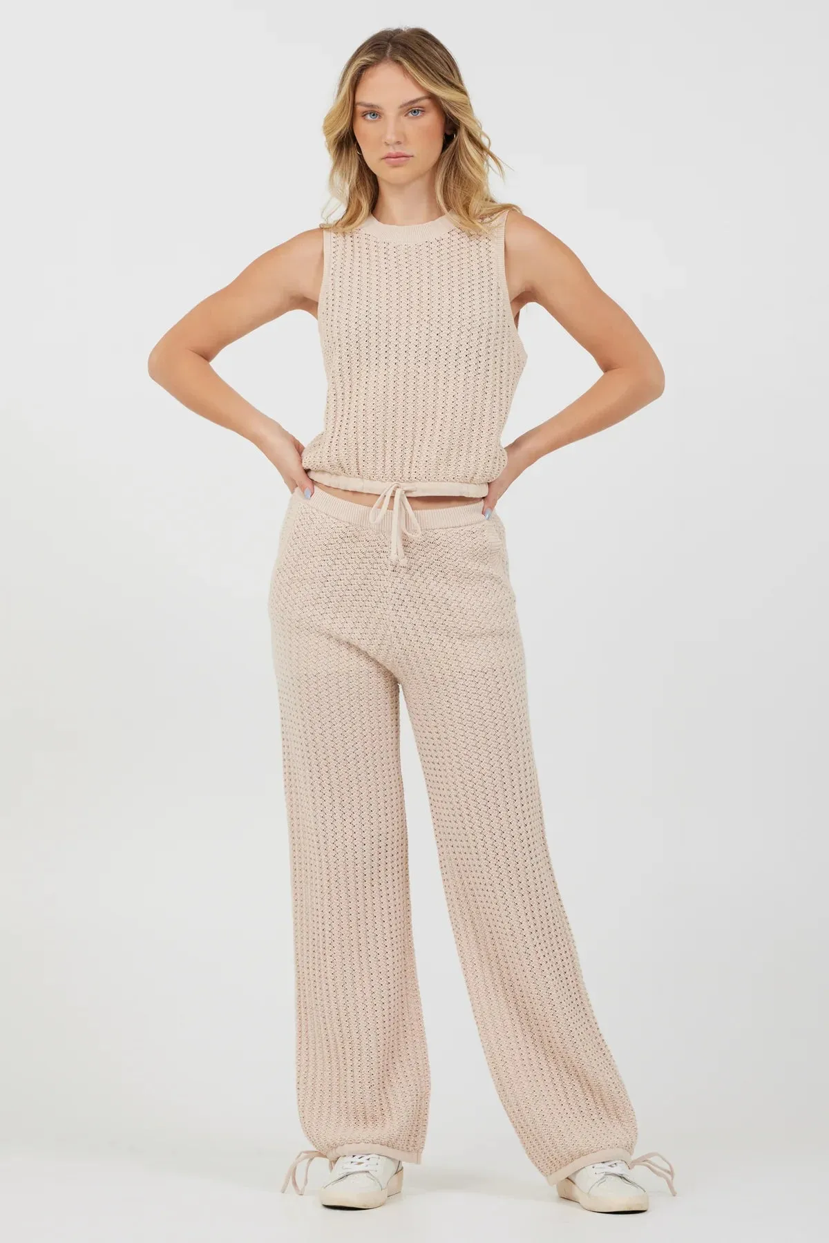 Vintage Havana Open Crochet Cargo Pant