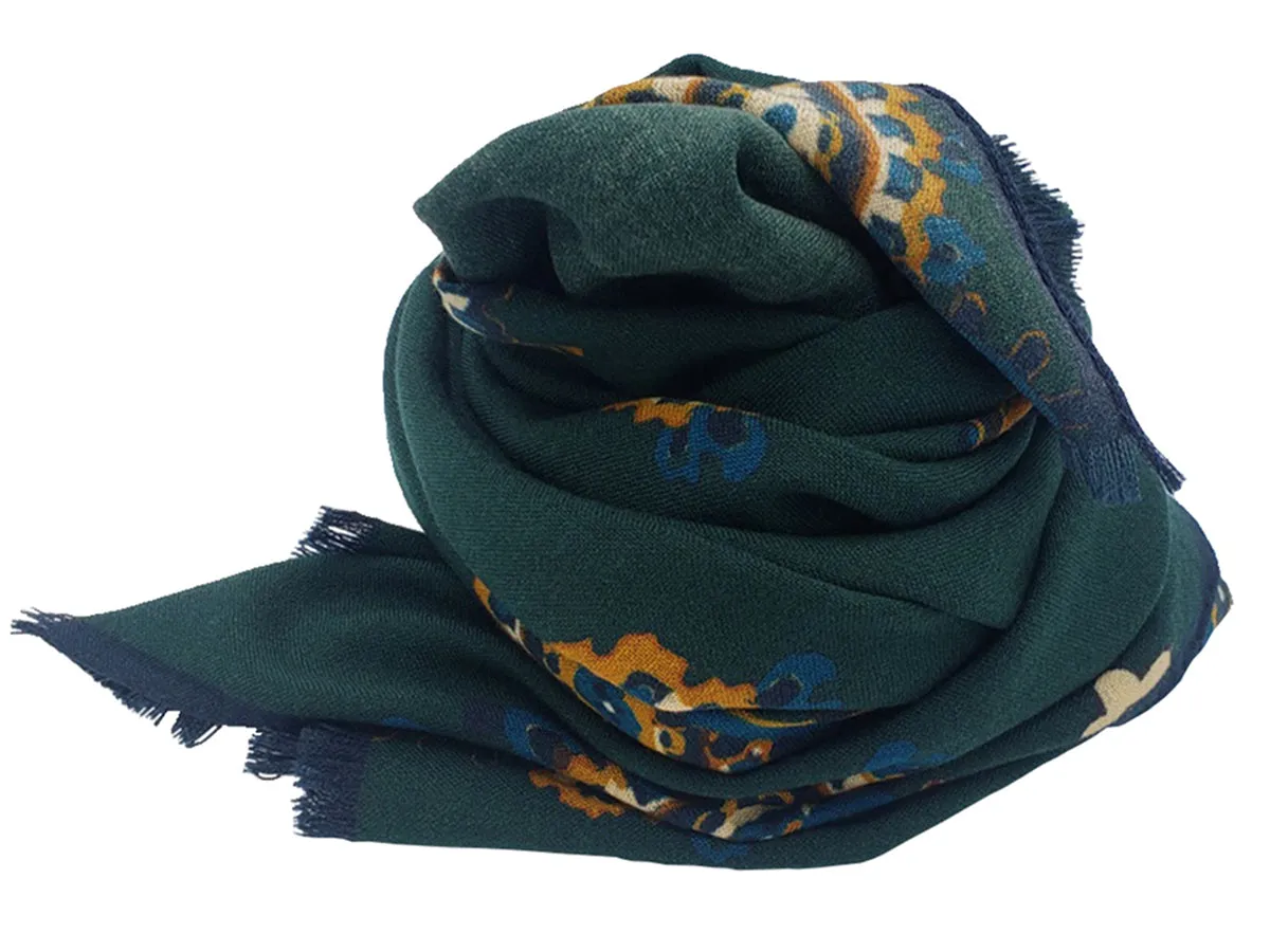 Vintage scarf dark green super soft - PERVINCA