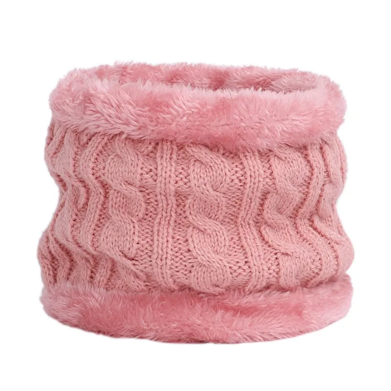 Warm Beanies Hat For Girl Ring Scarf Pompoms Winter Hats Knitted Caps Scarf 2 Pieces Fashion Winter Hat Scarf Set For child