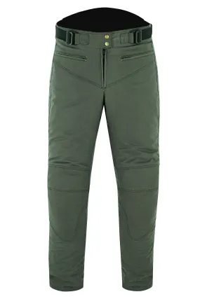 Warrior Gears® LADIES Wax Cotton Waxed Motorcycle Trousers, Waterproof Breathable CE Armour Biker Racing Trouser - Green