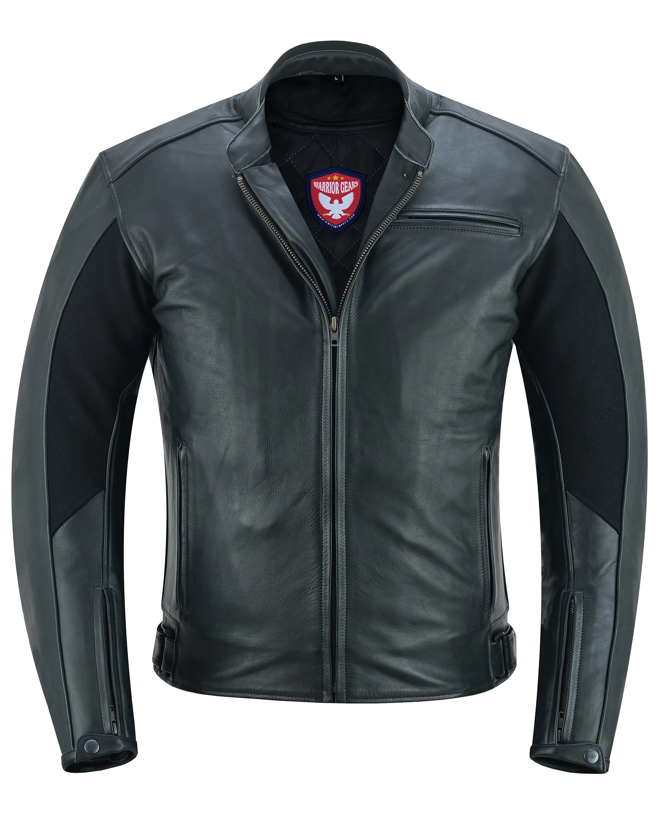 Warrior Gears® Mens Plain Nappa Cowhide Real Leather Motorcycle Jacket | Premium CE Armoured Bikers Jacket