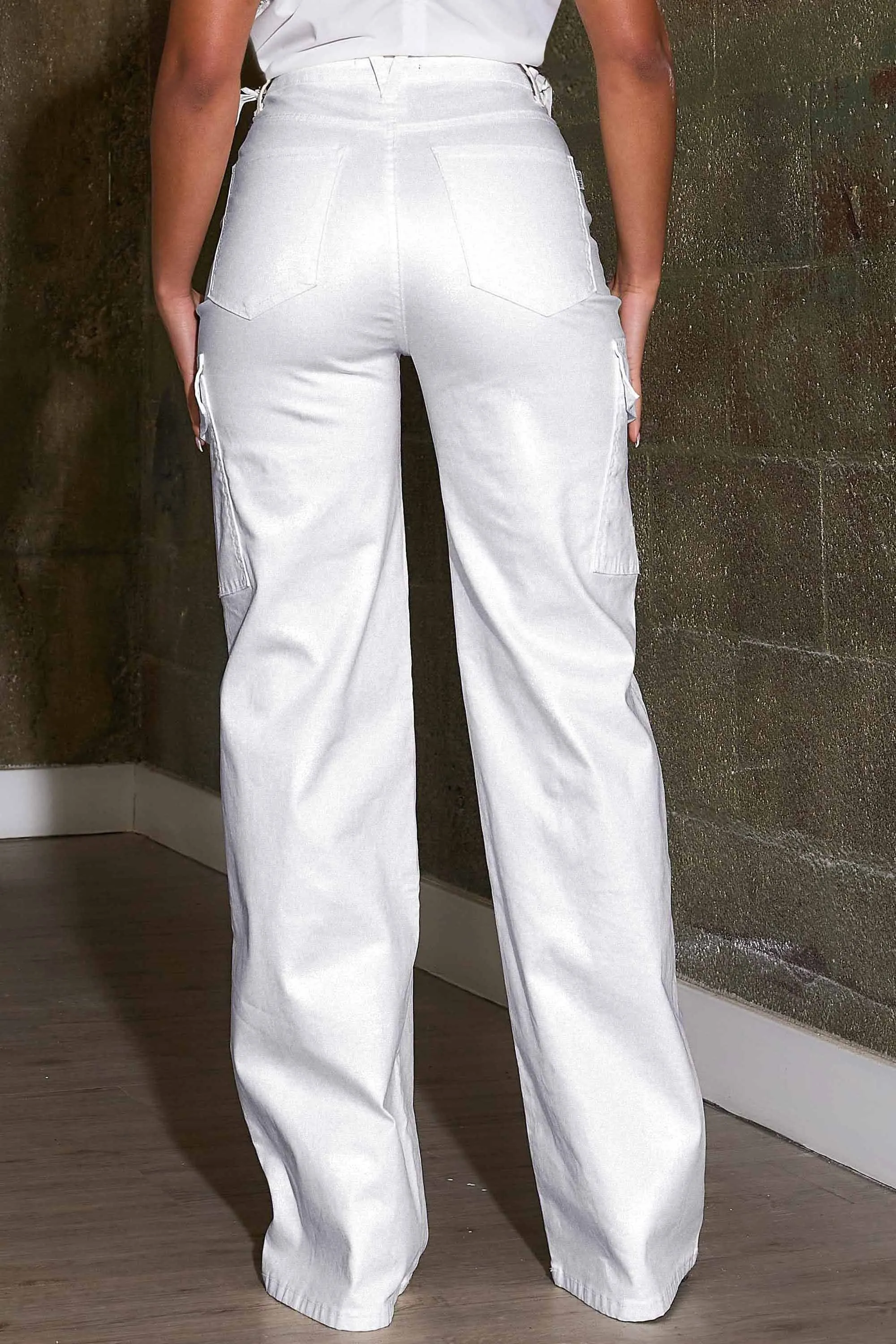 Water Repellent Coated Cargo Wide Leg Pants