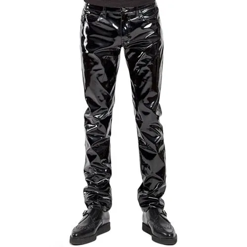 Wetlook Style Black Leather Pants