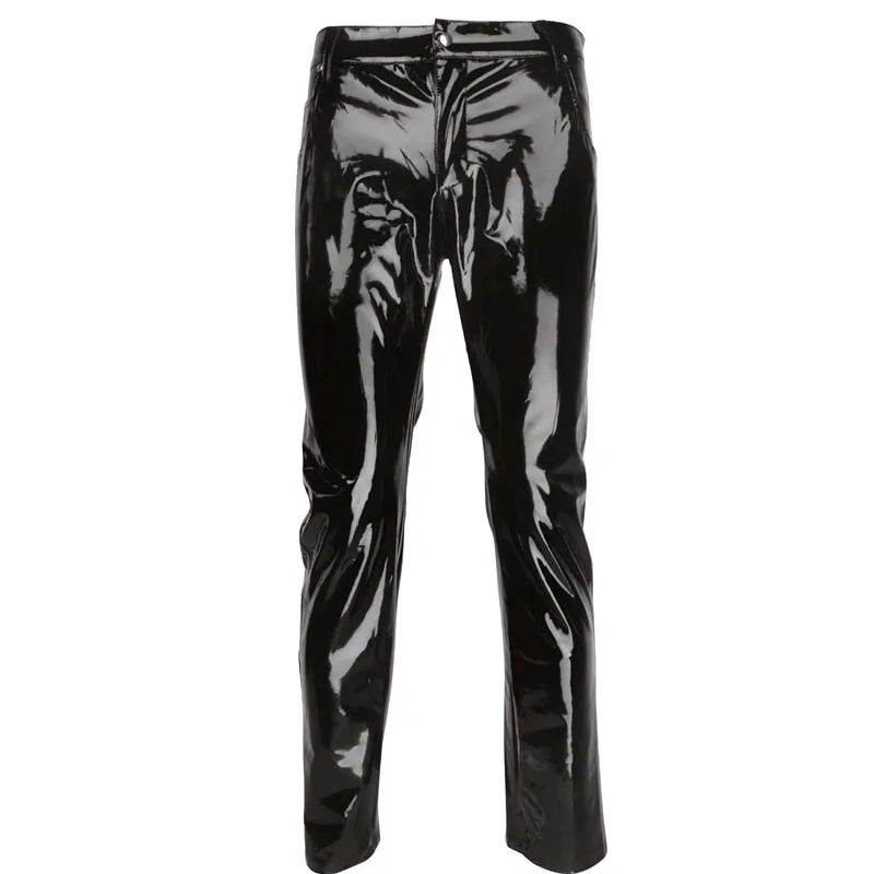 Wetlook Style Black Leather Pants