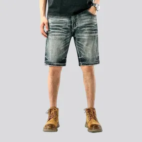 Whiskered baggy men's jean shorts