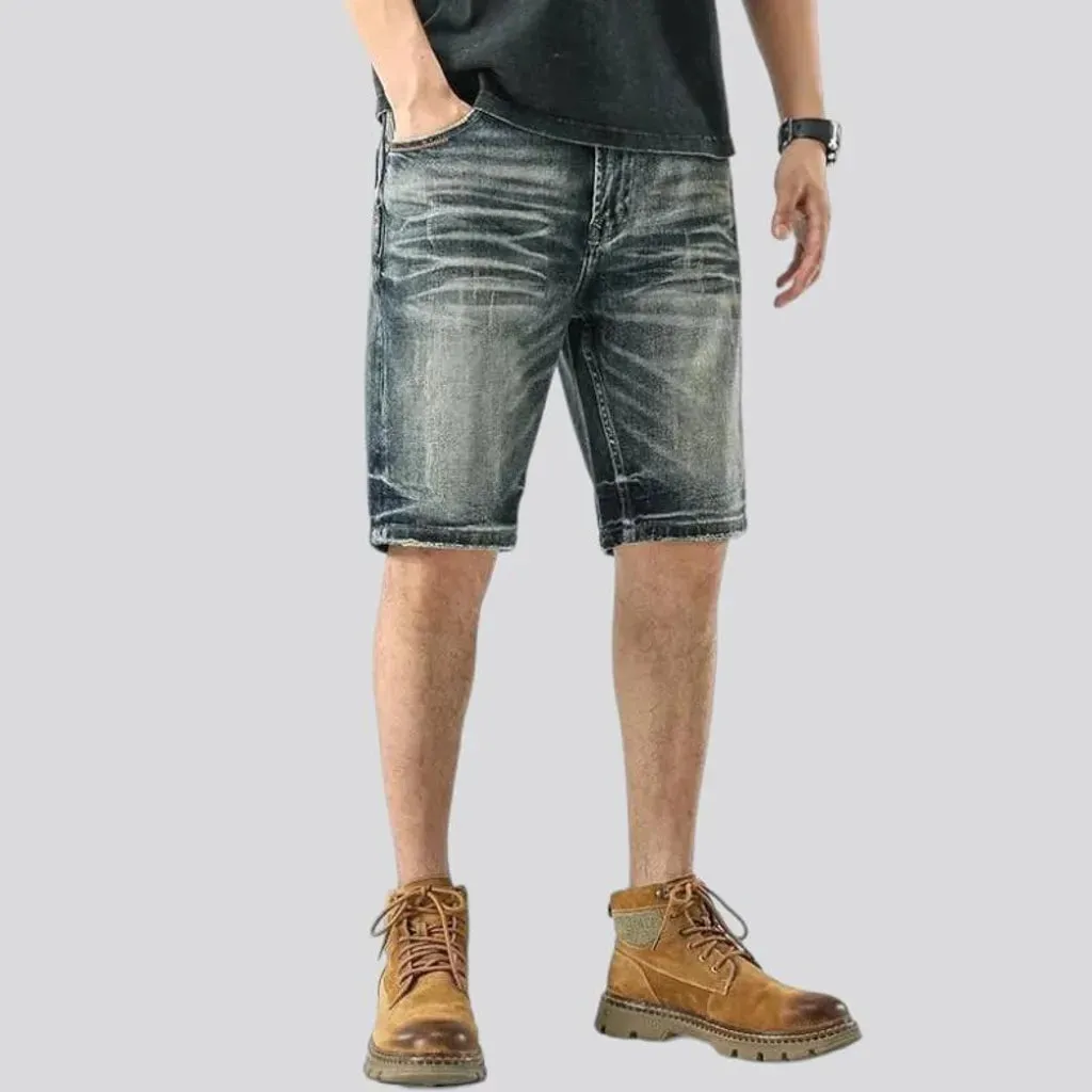 Whiskered baggy men's jean shorts