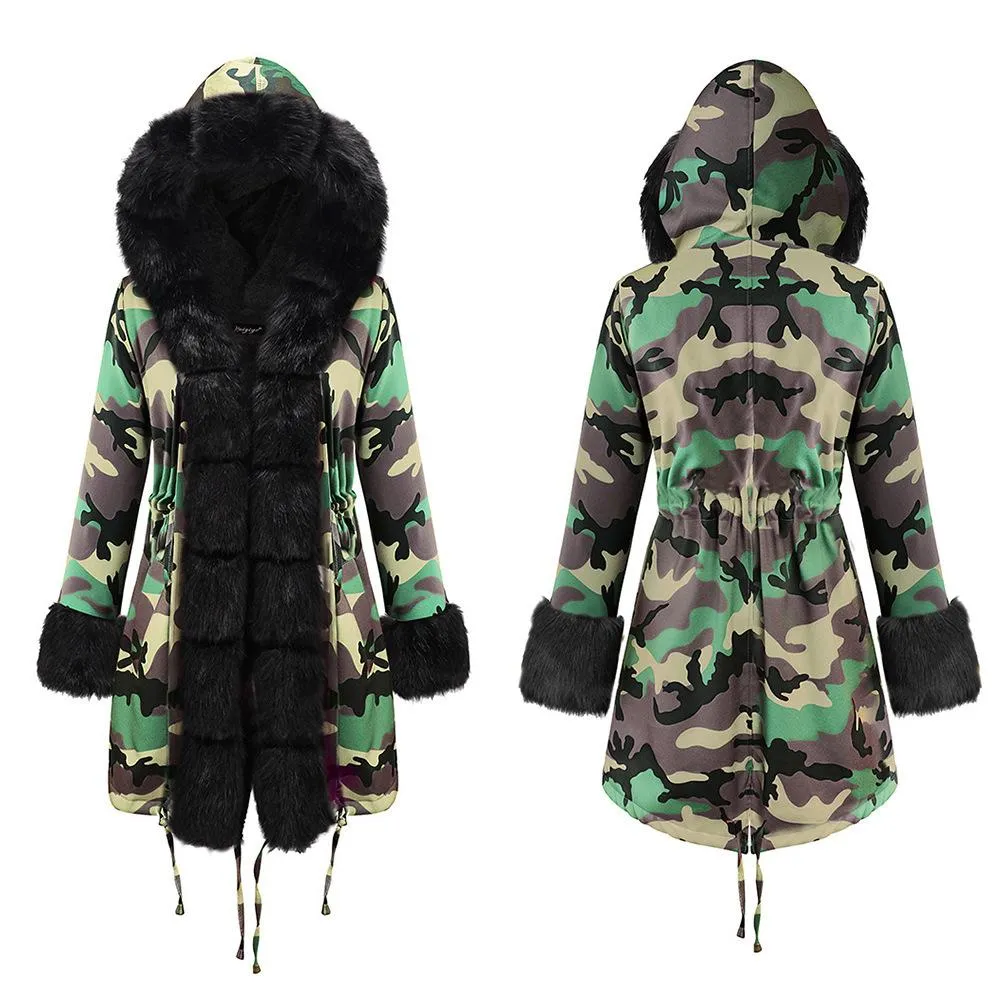 Women Fleece Lined Warm Winter Long Overcoat