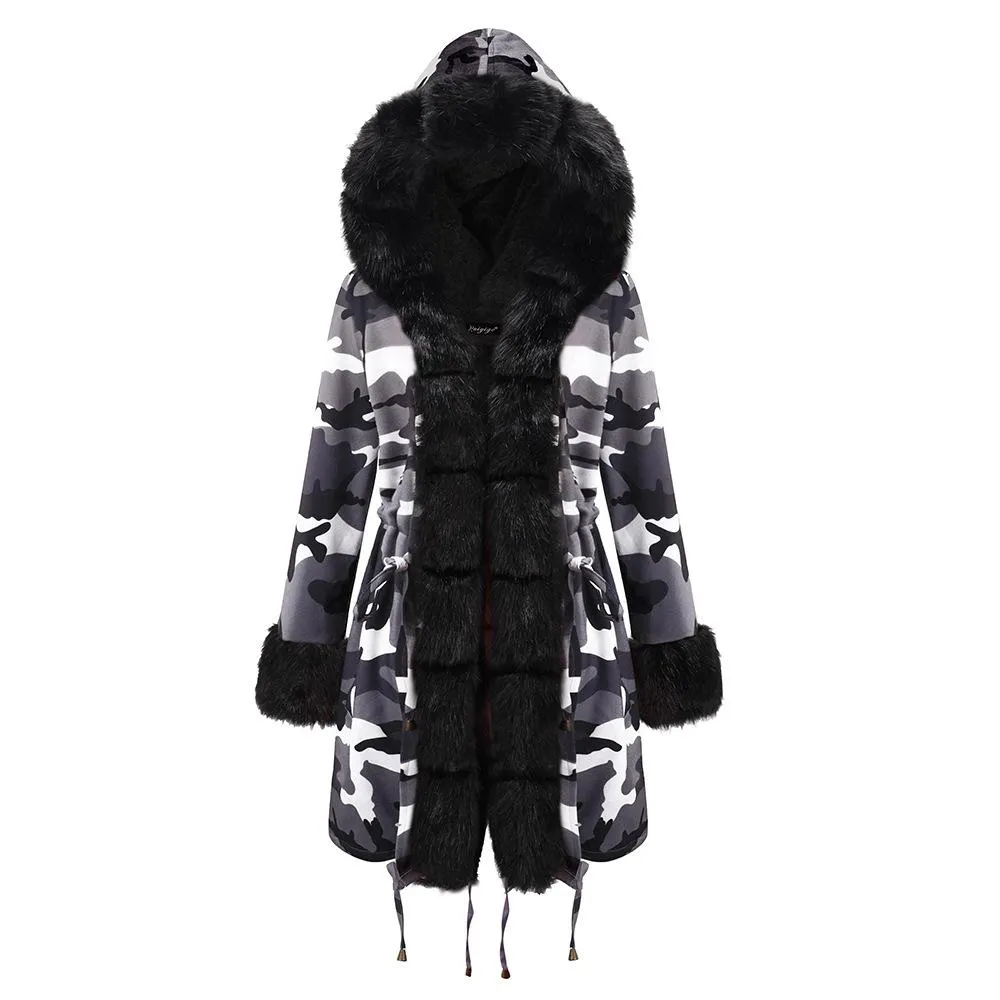 Women Fleece Lined Warm Winter Long Overcoat