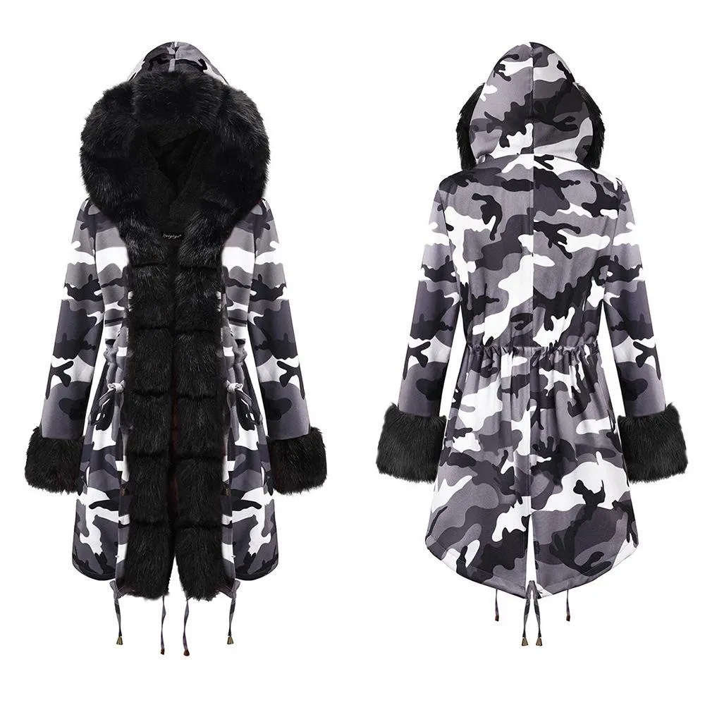 Women Fleece Lined Warm Winter Long Overcoat