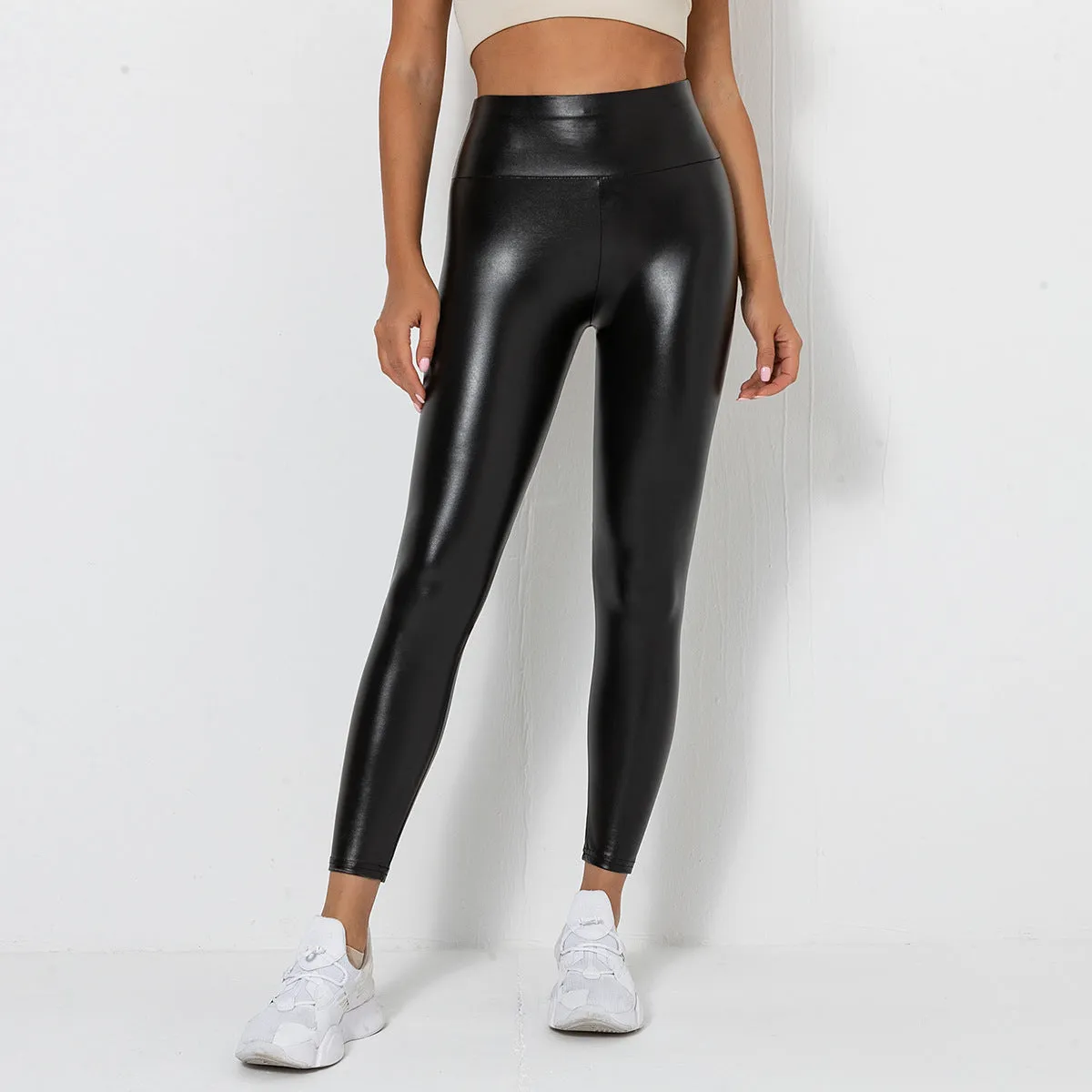 women High Waist PU Leather pants & Women's shiny pu leather pants