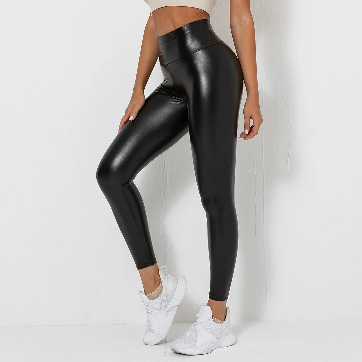 women High Waist PU Leather pants & Women's shiny pu leather pants