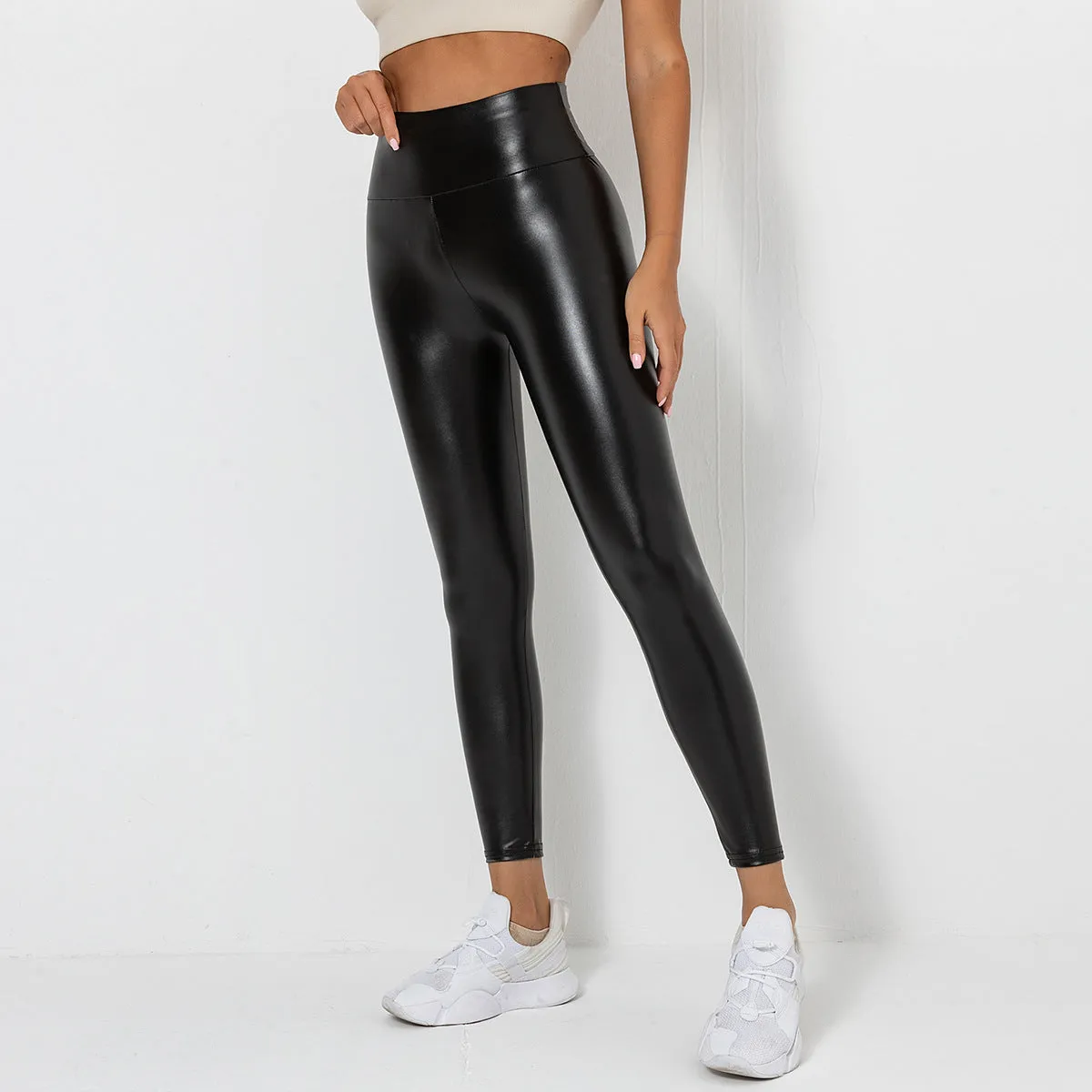 women High Waist PU Leather pants & Women's shiny pu leather pants