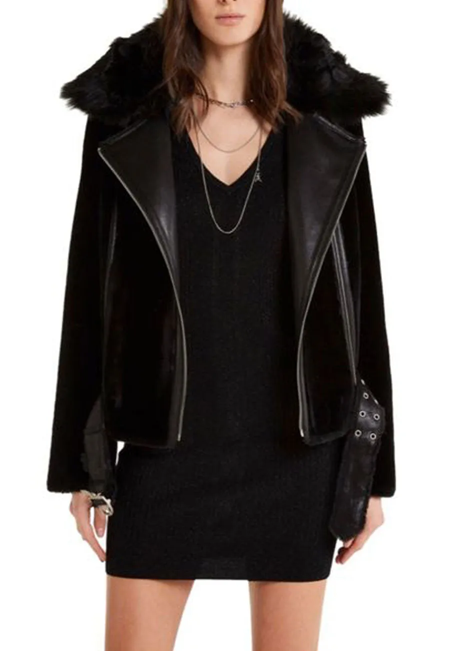 Women’s Black Leather Shearling jacket