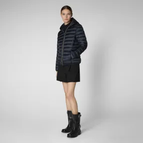 Women's Hooded Animal free Puffer Jacket Alexis in  Blue Black