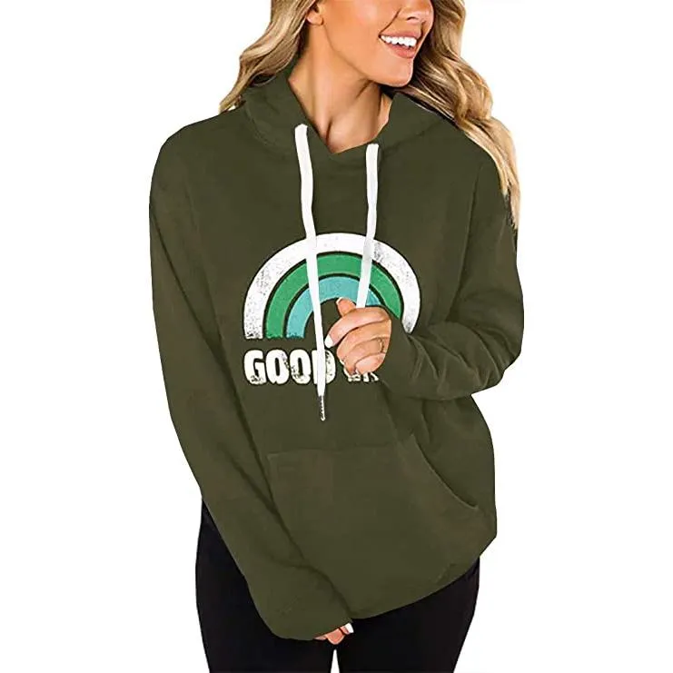 Women's Long Sleeve Casual Graphic Tee Hoodies